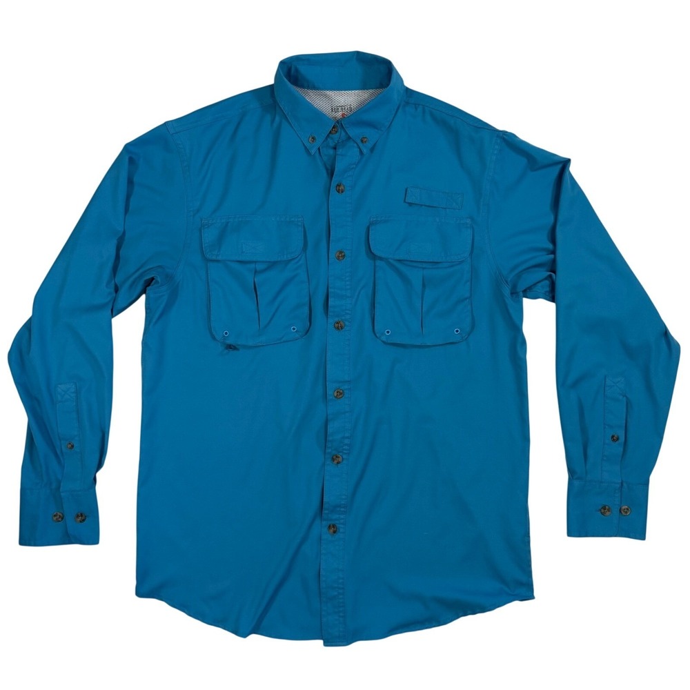 RedHead Fishing Shirt Teal Blue Long Sleeve Ventilated Utility Pockets Mens M - Picture 2 of 6